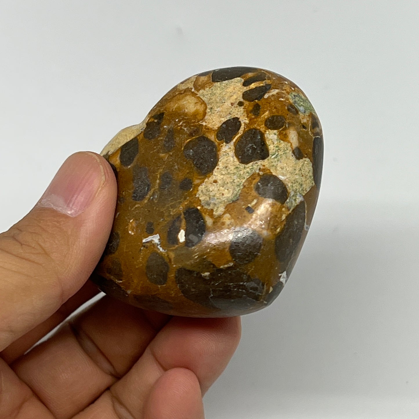 123.3g,2.1"x2.4"x1" Fruit Jasper Heart Polished Healing Home Decor, B21939