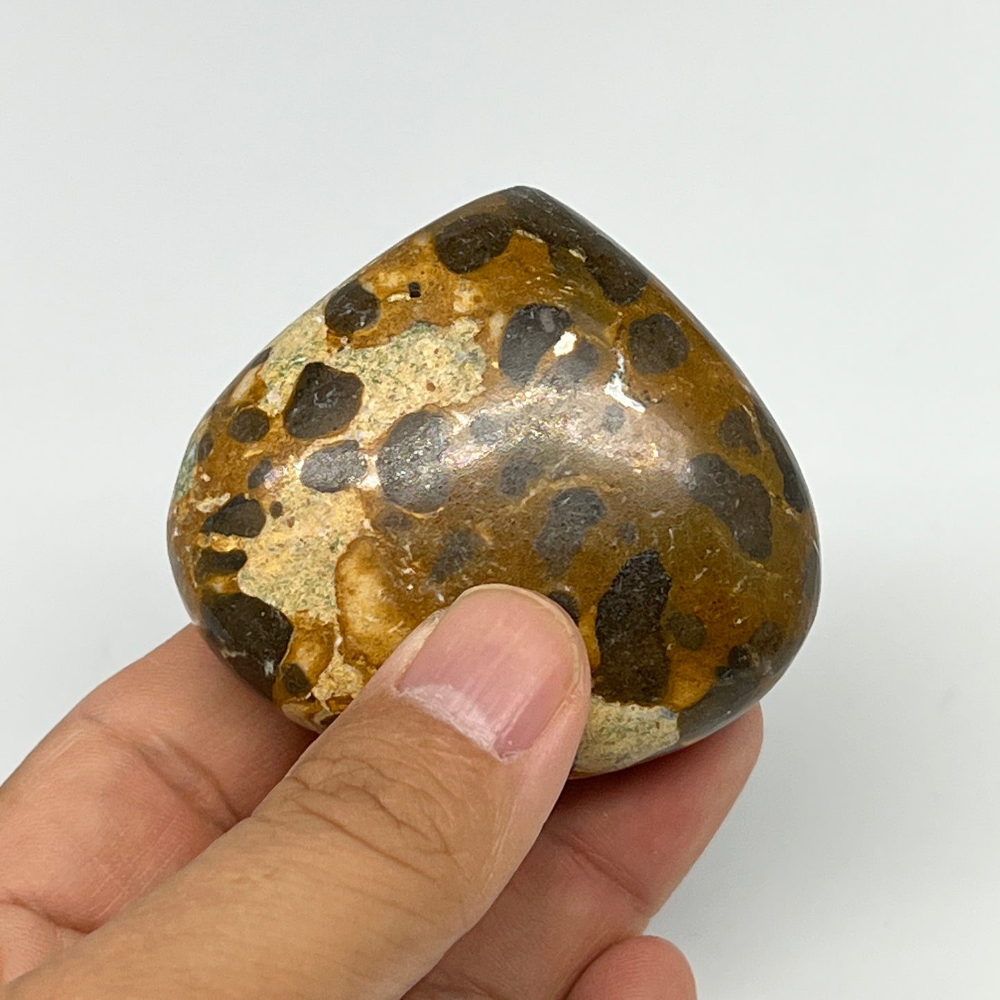 123.3g,2.1"x2.4"x1" Fruit Jasper Heart Polished Healing Home Decor, B21939
