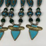 1pc, 24"-26" Turkmen Necklace Antique Tribal Turquoise Inlay Pendant, B14321