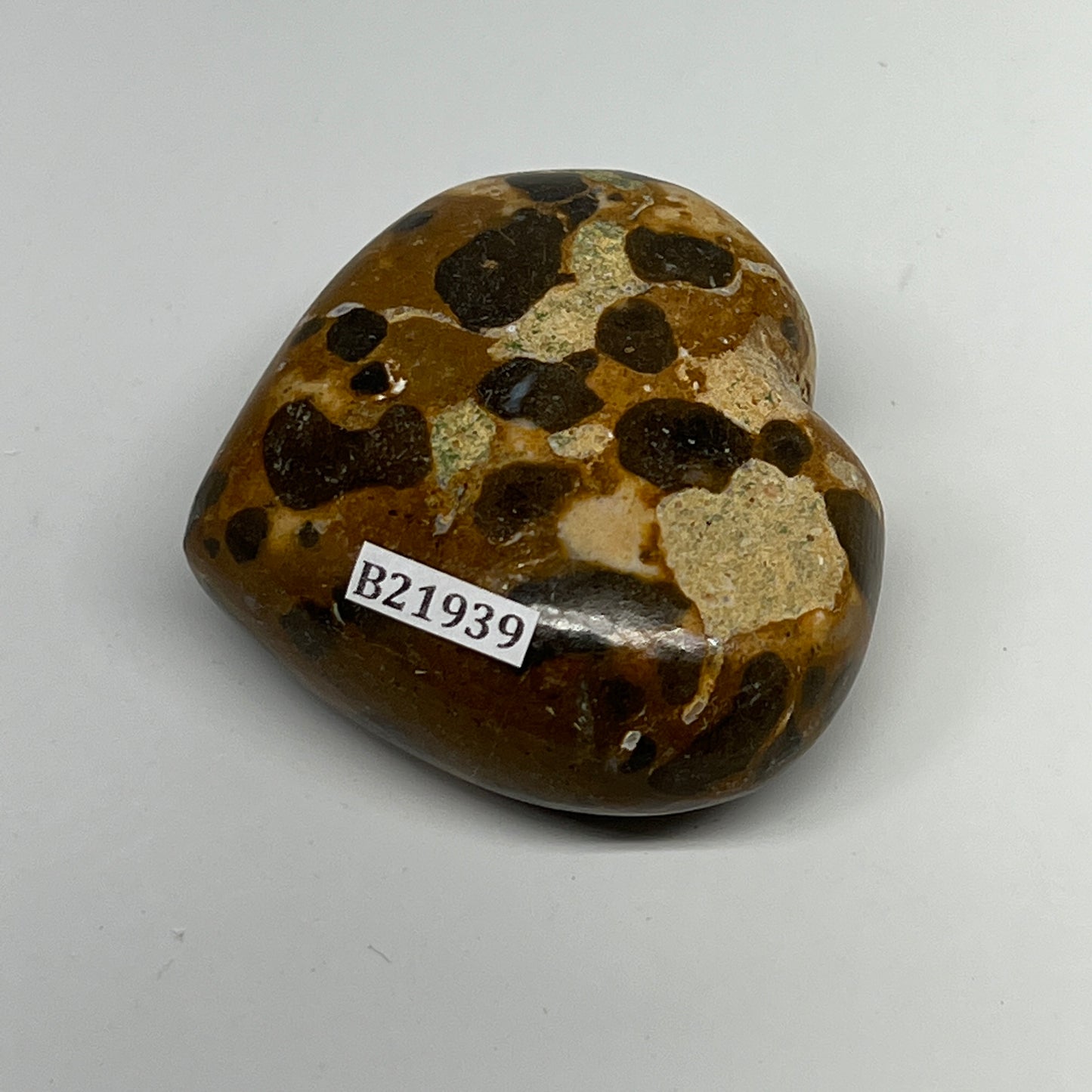 123.3g,2.1"x2.4"x1" Fruit Jasper Heart Polished Healing Home Decor, B21939