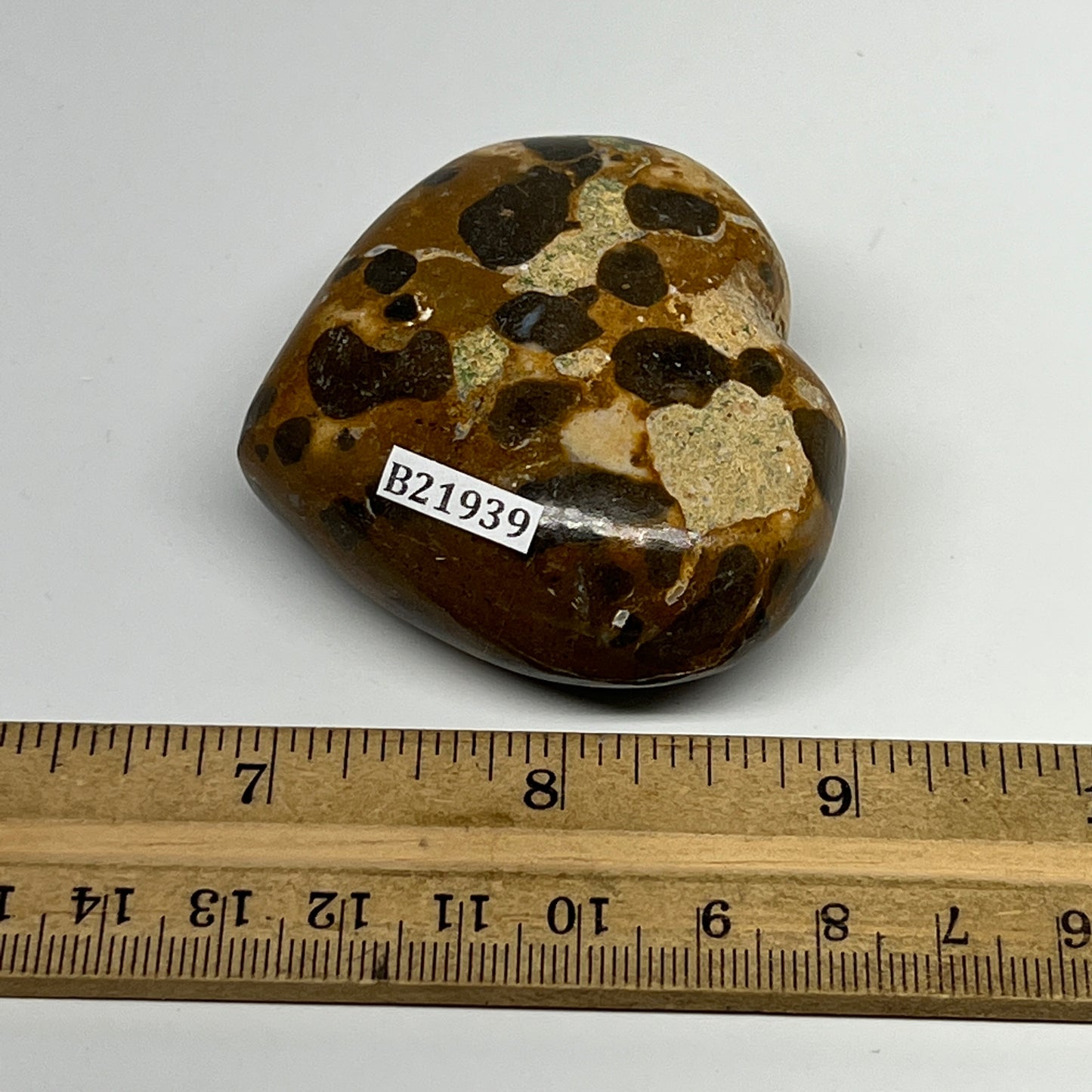 123.3g,2.1"x2.4"x1" Fruit Jasper Heart Polished Healing Home Decor, B21939