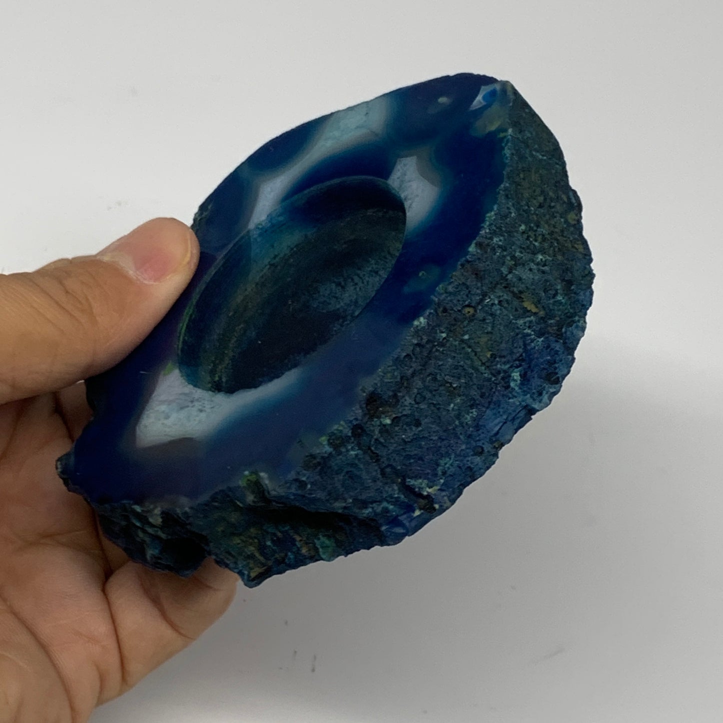 216.6g, 3.4"x3.6"x0.7", Dyed Agate Tea Light Candle Holder Crystal, B25568