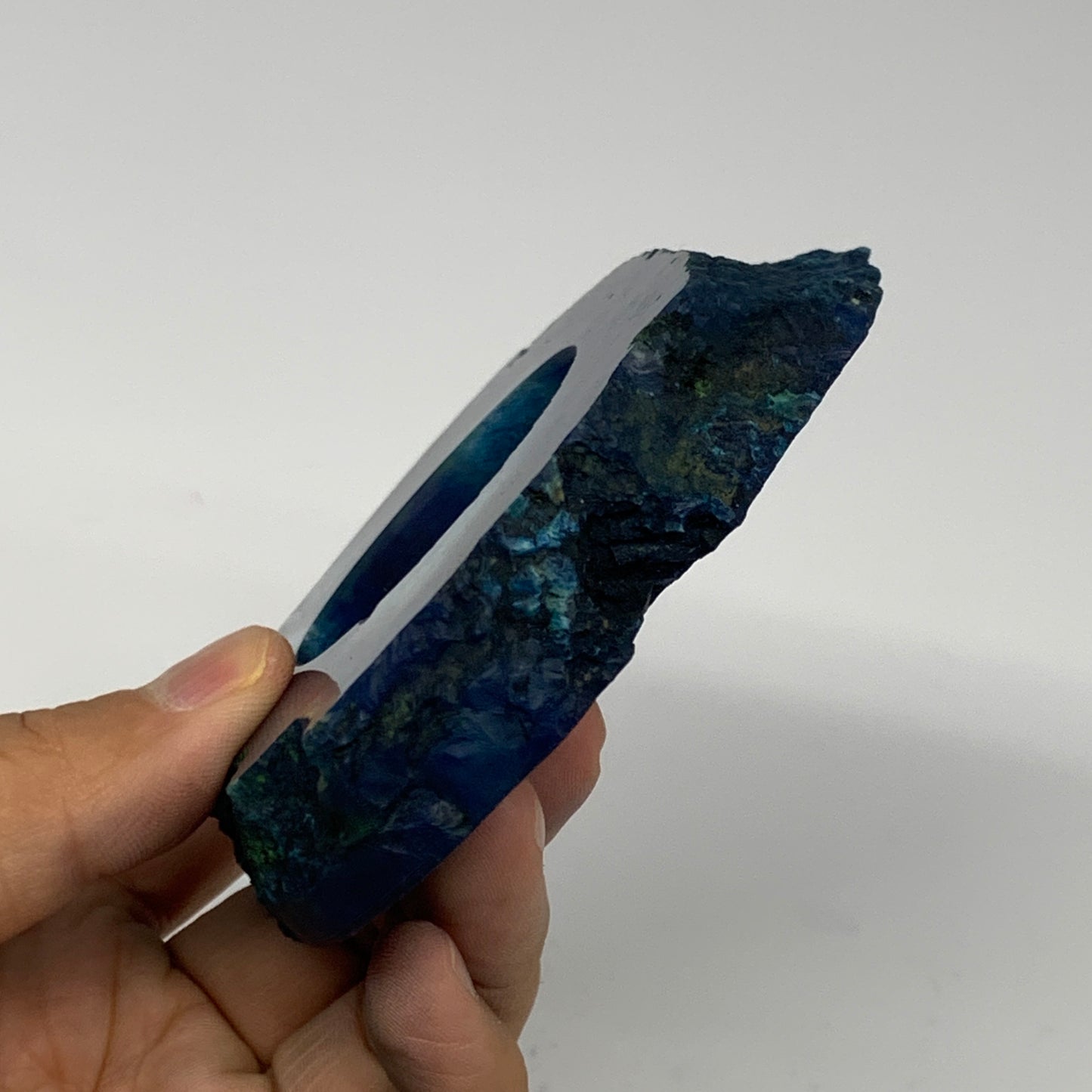 216.6g, 3.4"x3.6"x0.7", Dyed Agate Tea Light Candle Holder Crystal, B25568