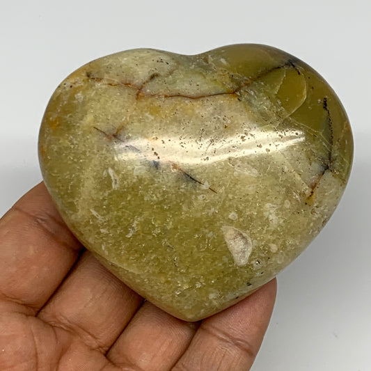 148.7g,2.5"x2.9"x1.3", Green Opal Heart Polished Gemstone @Madagascar, B17598