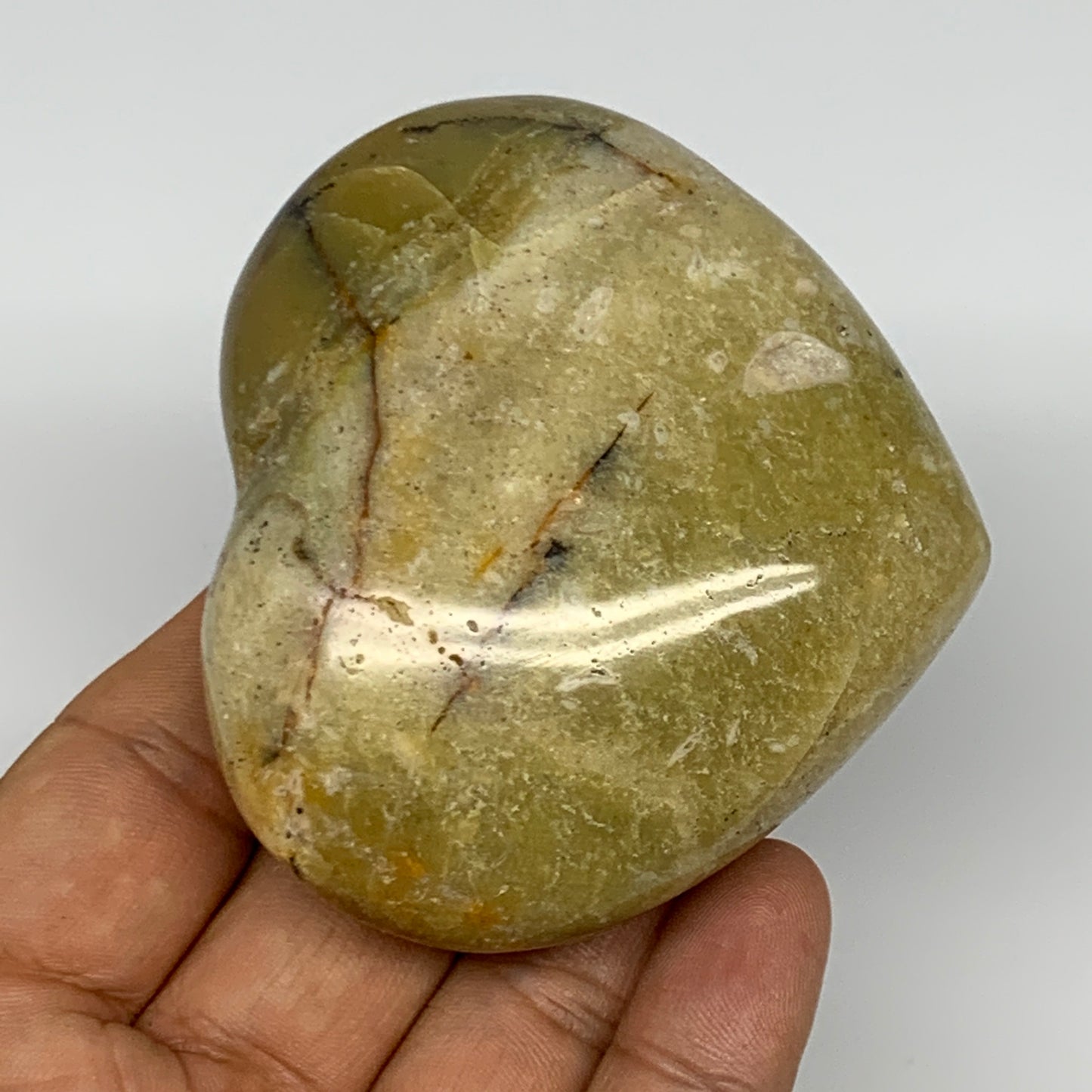 148.7g,2.5"x2.9"x1.3", Green Opal Heart Polished Gemstone @Madagascar, B17598