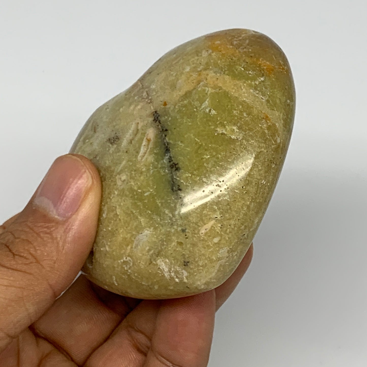 148.7g,2.5"x2.9"x1.3", Green Opal Heart Polished Gemstone @Madagascar, B17598