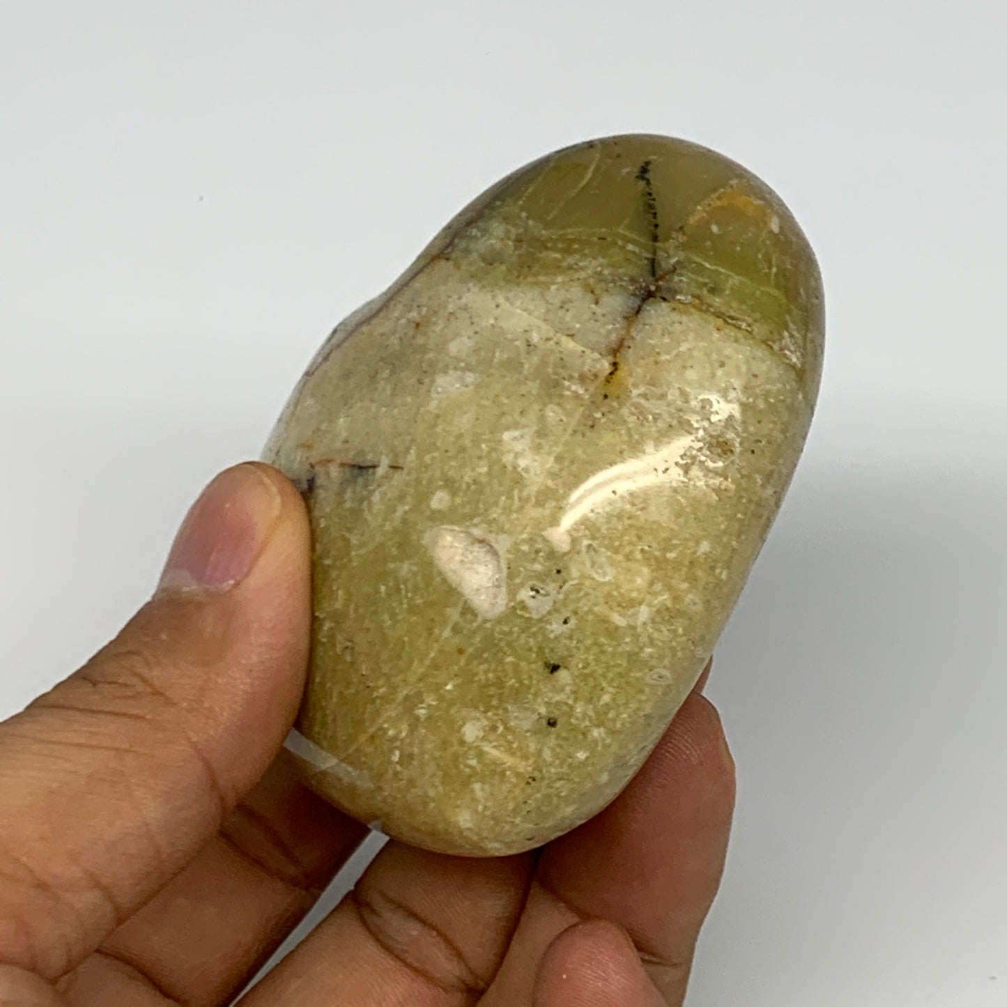 148.7g,2.5"x2.9"x1.3", Green Opal Heart Polished Gemstone @Madagascar, B17598
