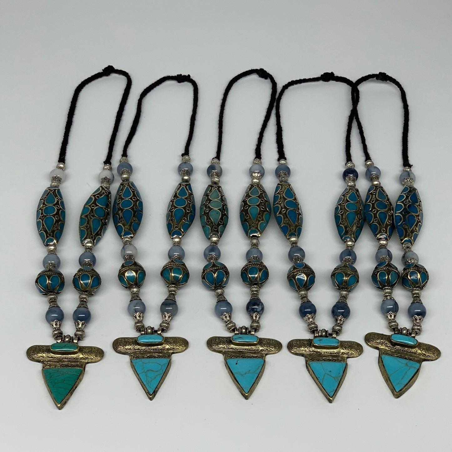 1pc, 24"-26" Turkmen Necklace Antique Tribal Turquoise Inlay Pendant, B14320