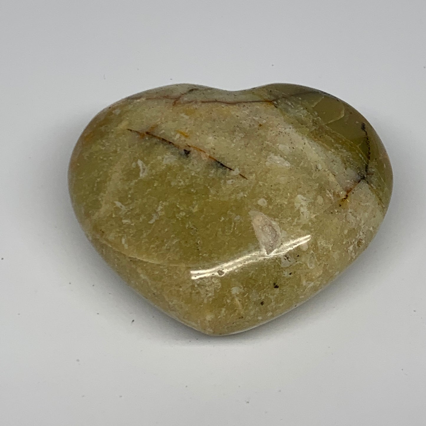 148.7g,2.5"x2.9"x1.3", Green Opal Heart Polished Gemstone @Madagascar, B17598