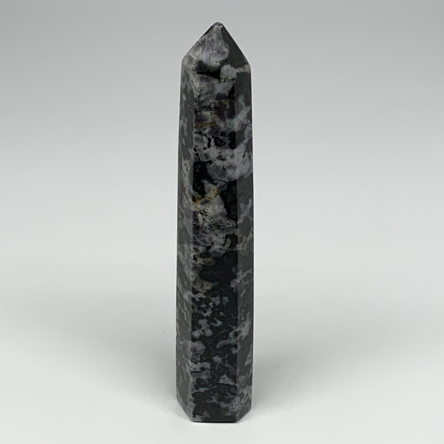 314.6g, 7.2" x 1.4" x 1.1" Indigo Gabro Merlinite Point Tower @Madagascar,B18335