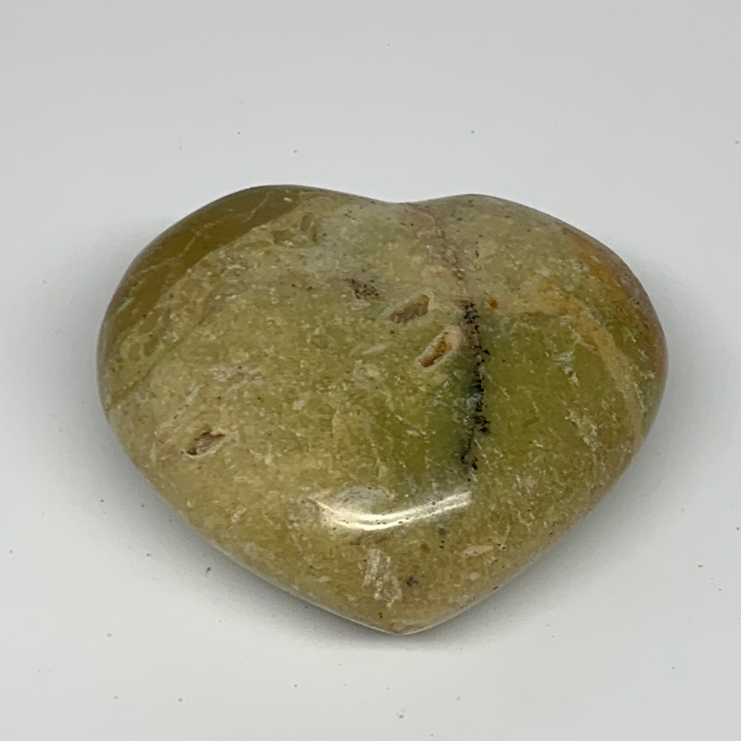 148.7g,2.5"x2.9"x1.3", Green Opal Heart Polished Gemstone @Madagascar, B17598