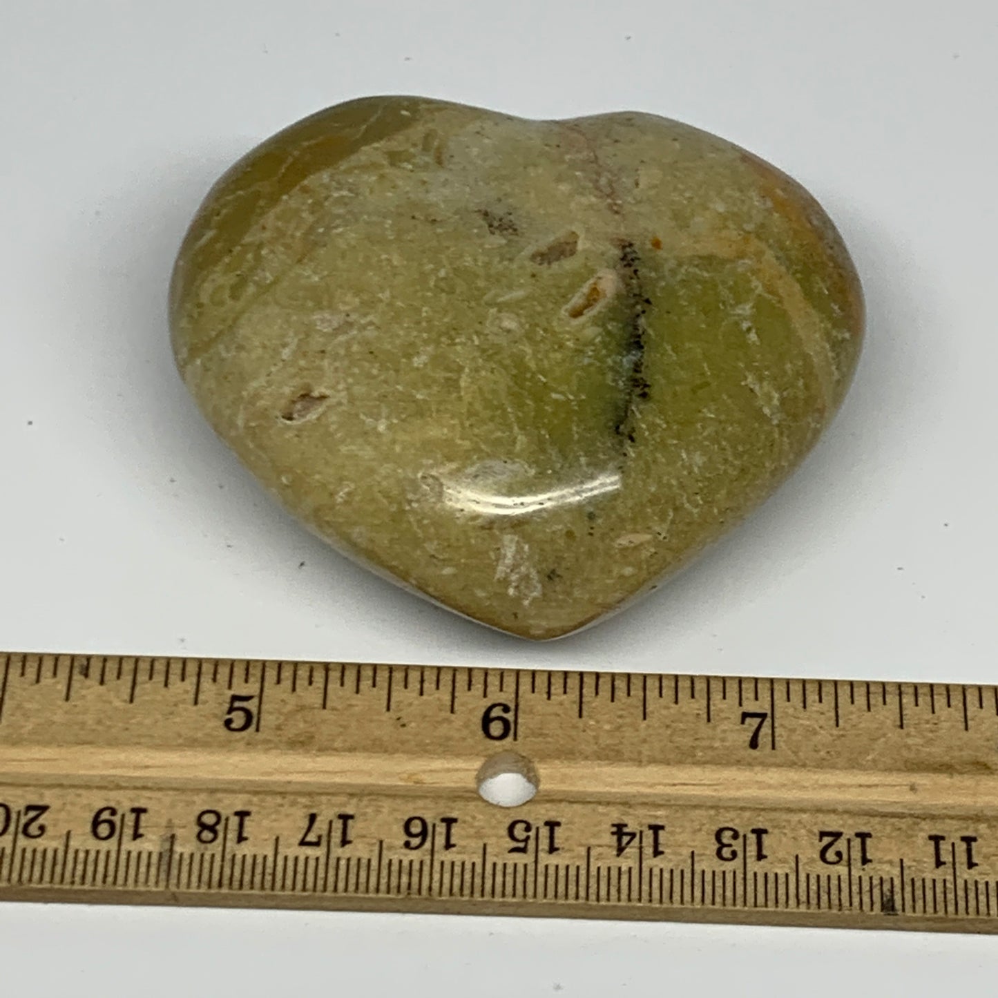 148.7g,2.5"x2.9"x1.3", Green Opal Heart Polished Gemstone @Madagascar, B17598