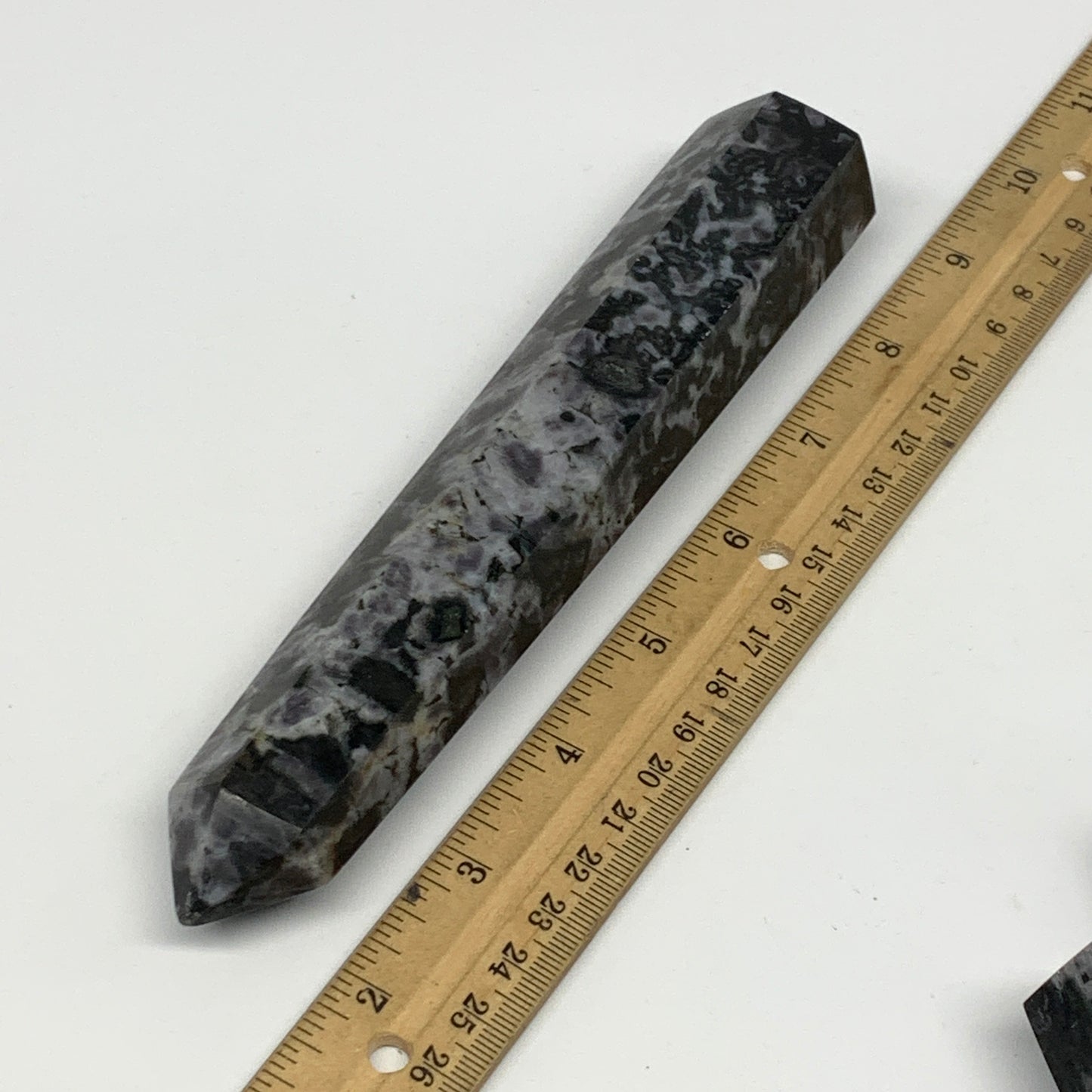 314.6g, 7.2" x 1.4" x 1.1" Indigo Gabro Merlinite Point Tower @Madagascar,B18335