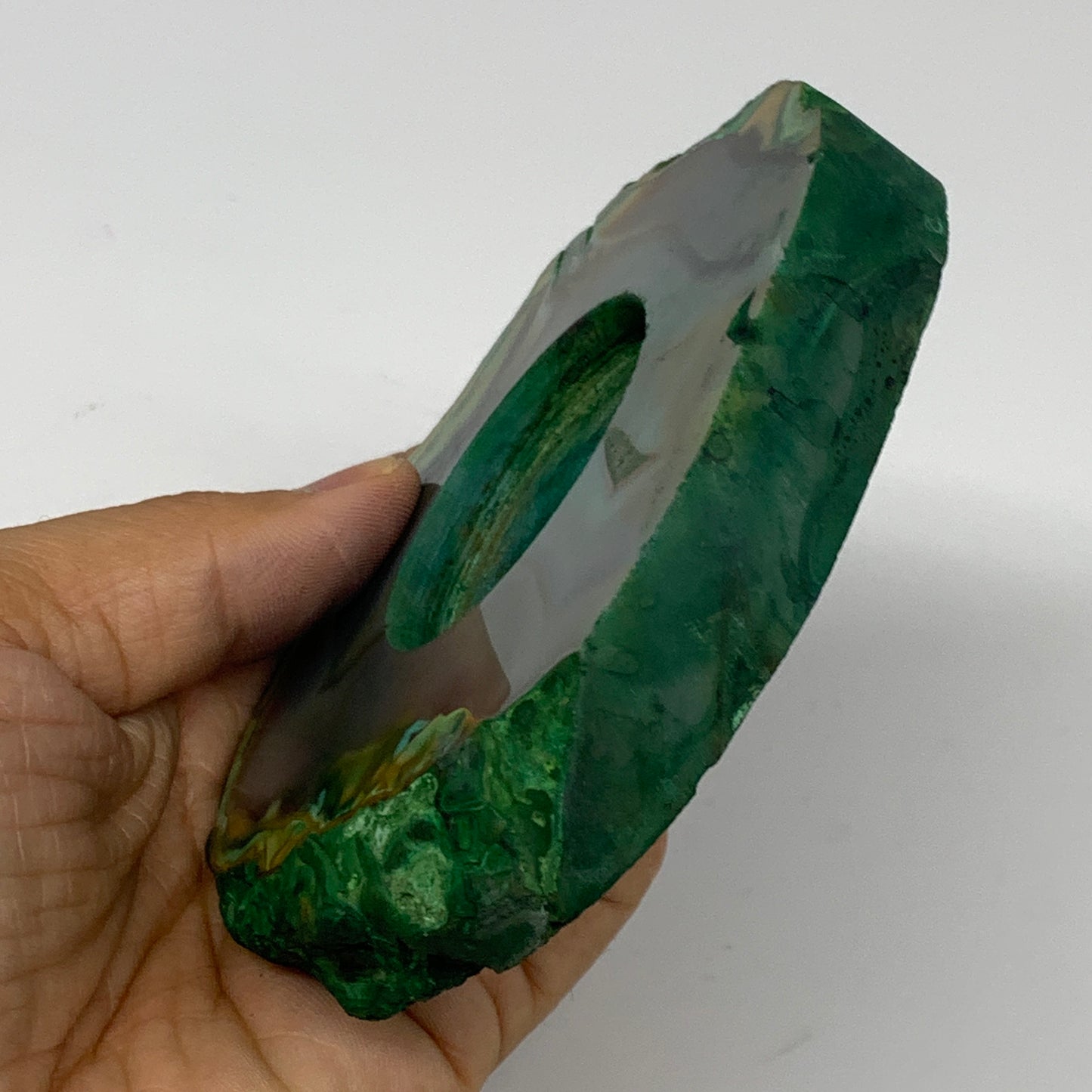 277.7g, 4.2"x3.8"x0.6", Dyed Agate Tea Light Candle Holder Crystal, B25569