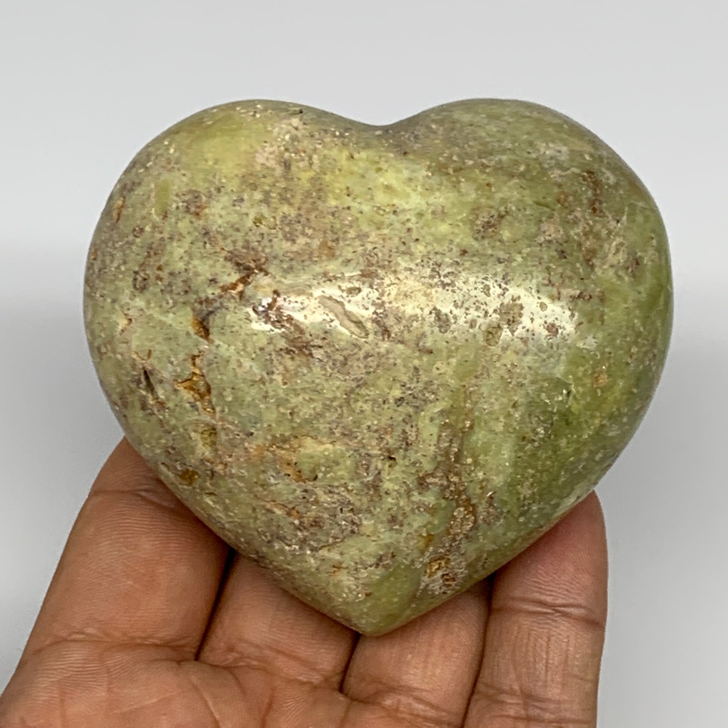 179.5g,2.7"x3"x1.5", Green Opal Heart Polished Gemstone @Madagascar, B17599