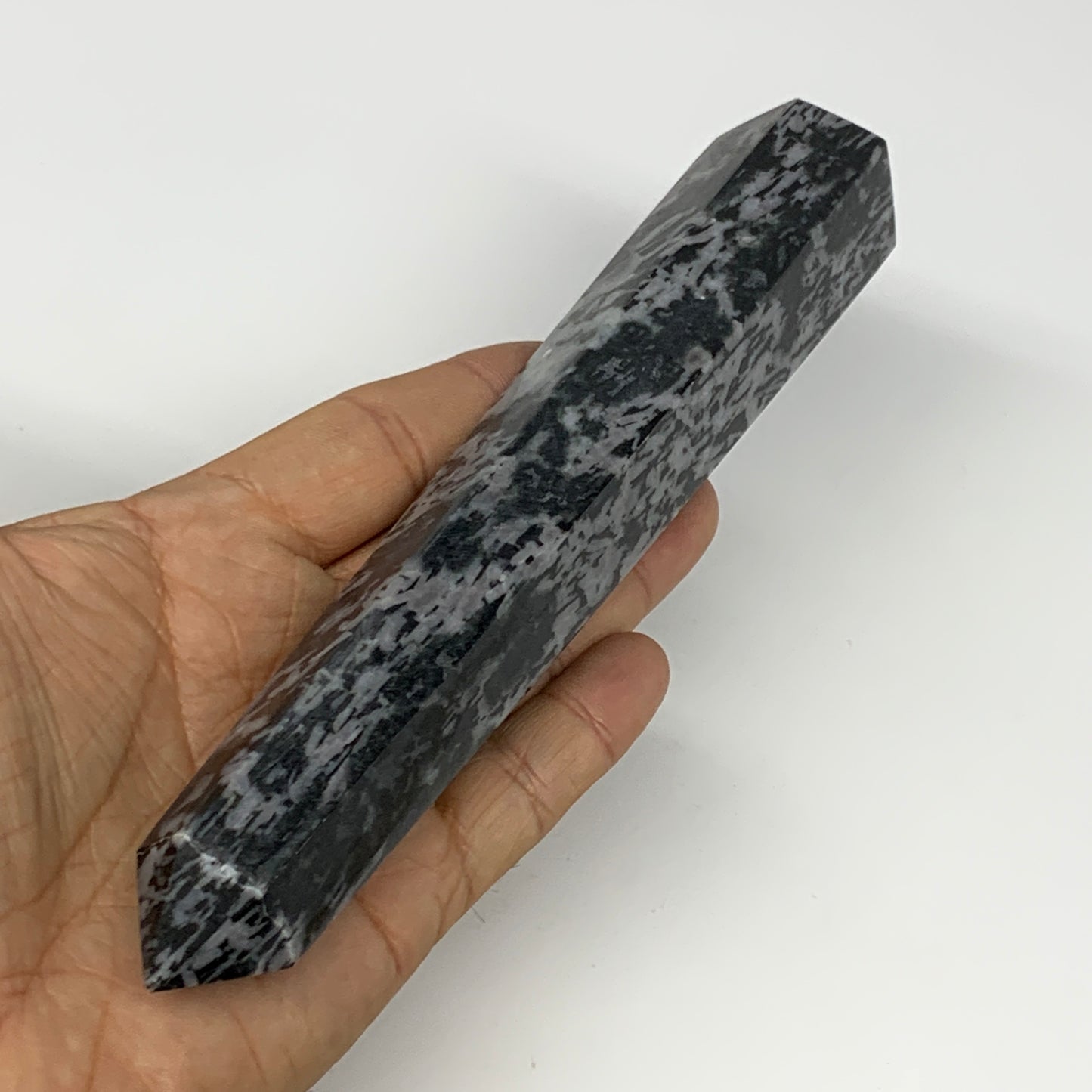 288.5g, 7" x 1.3" x 1.2" Indigo Gabro Merlinite Point Tower @Madagascar,B18336