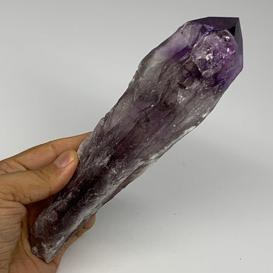 377.9g,7.8"x2.1"x1.5",Amethyst Point Polished Rough lower part from Brazil,B1912