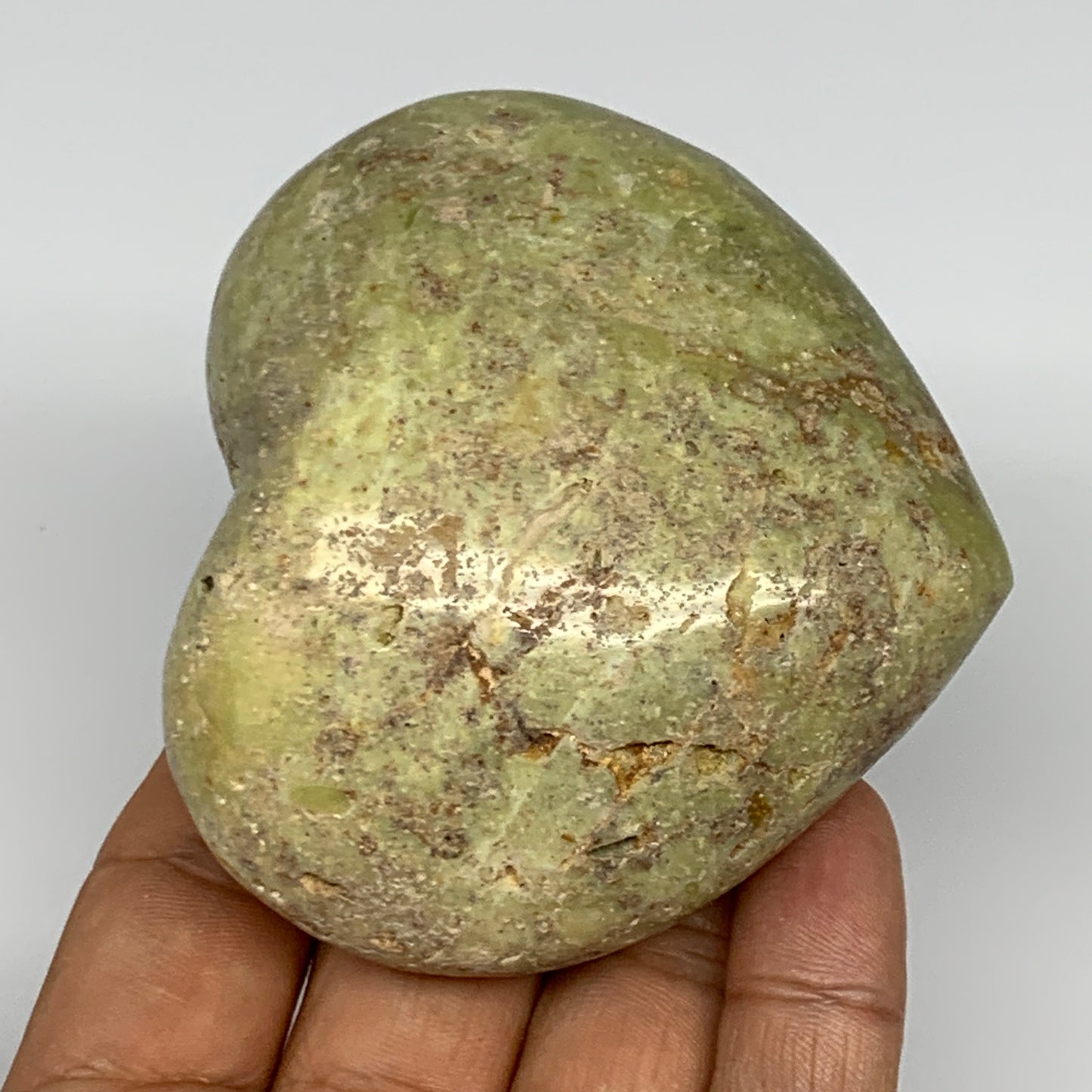 179.5g,2.7"x3"x1.5", Green Opal Heart Polished Gemstone @Madagascar, B17599