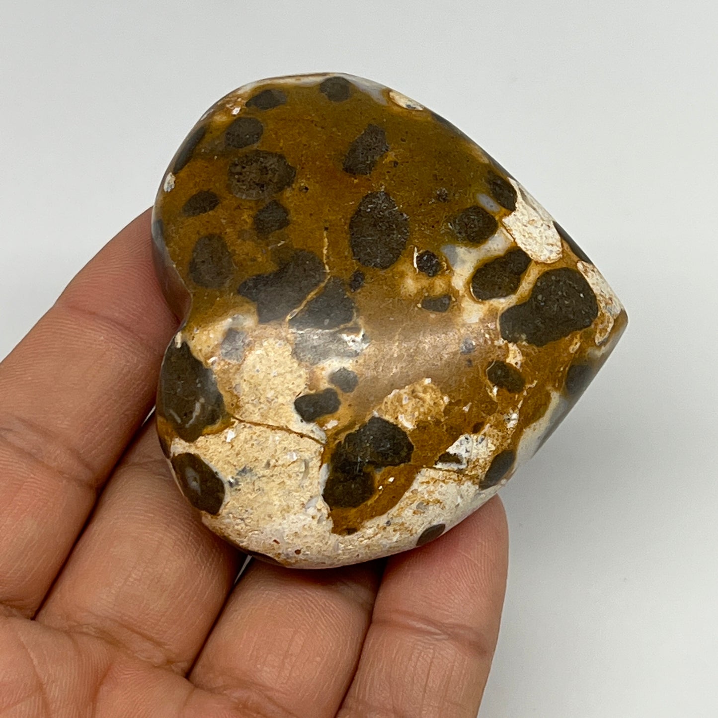 113.7g,2.2"x2.4"x1" Fruit Jasper Heart Polished Healing Home Decor, B21941