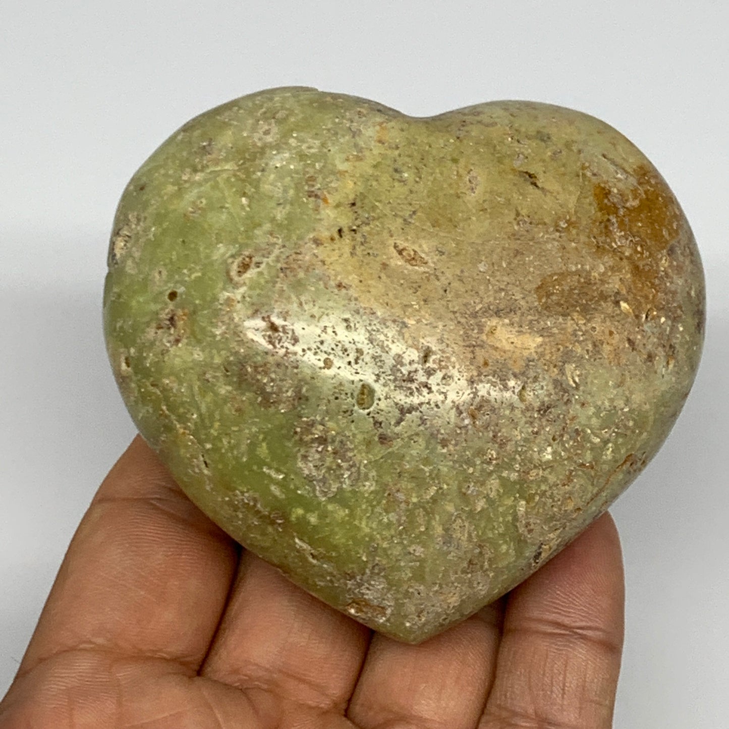 179.5g,2.7"x3"x1.5", Green Opal Heart Polished Gemstone @Madagascar, B17599