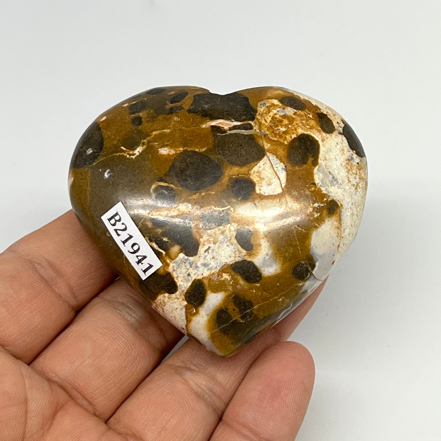 113.7g,2.2"x2.4"x1" Fruit Jasper Heart Polished Healing Home Decor, B21941
