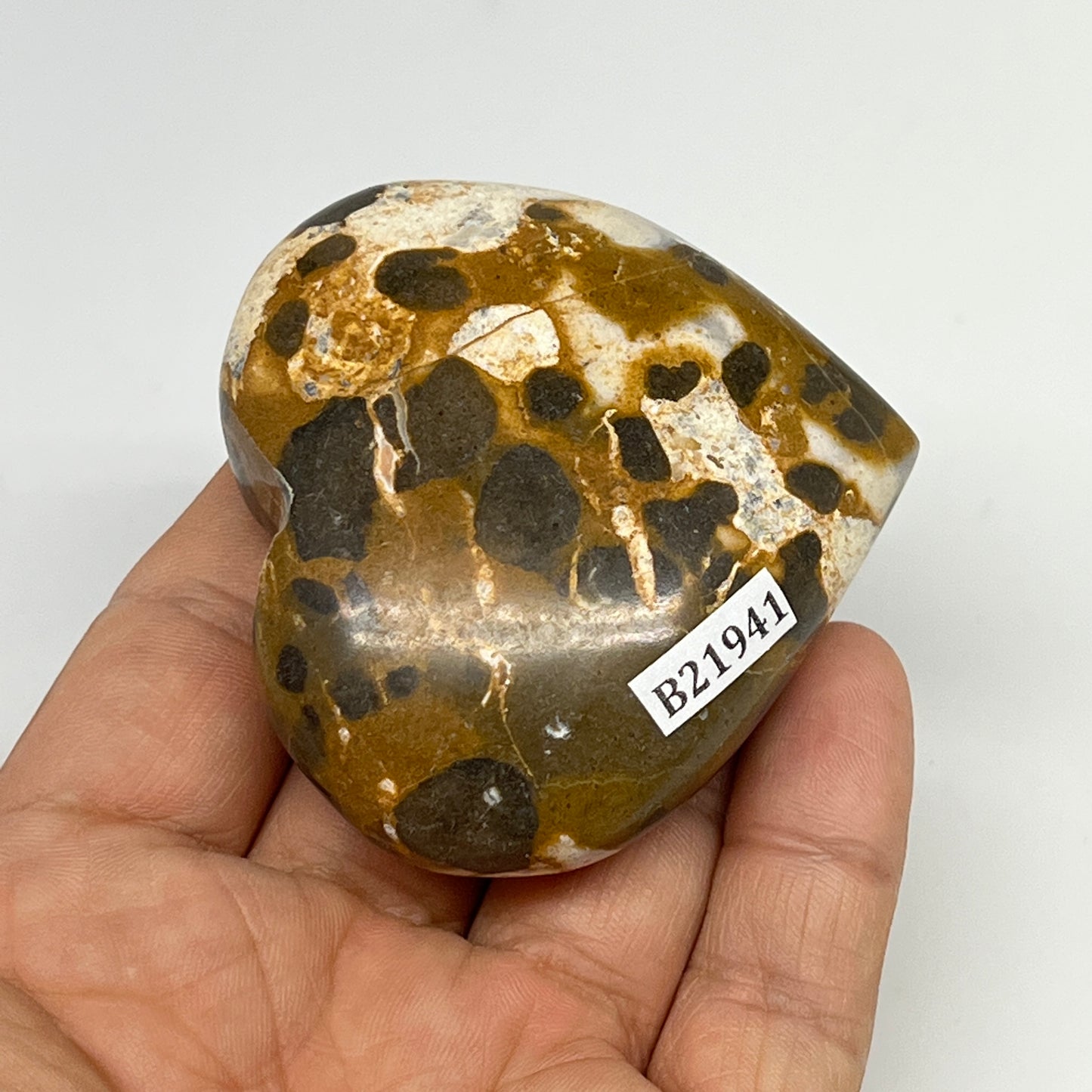 113.7g,2.2"x2.4"x1" Fruit Jasper Heart Polished Healing Home Decor, B21941