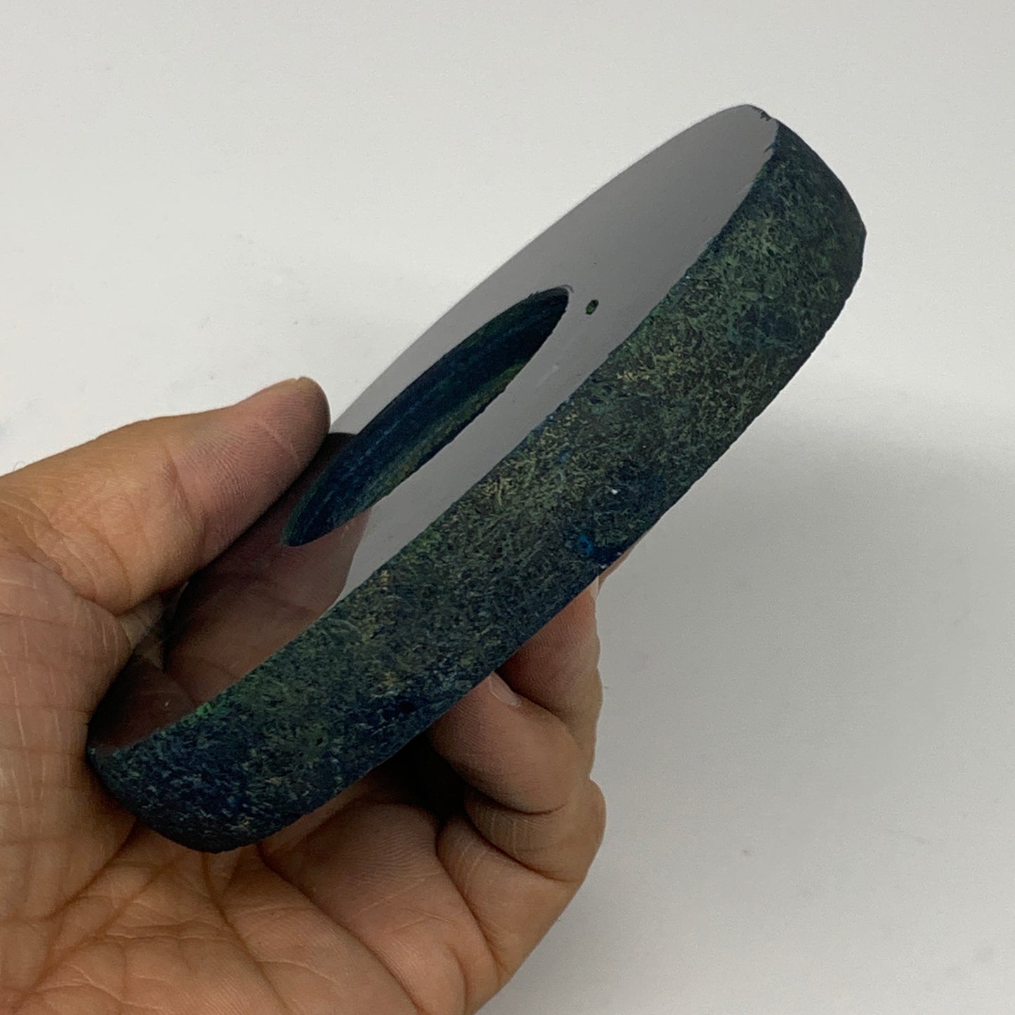 314.7g, 4.5"x3.7"x0.7", Dyed Agate Tea Light Candle Holder Crystal, B25570