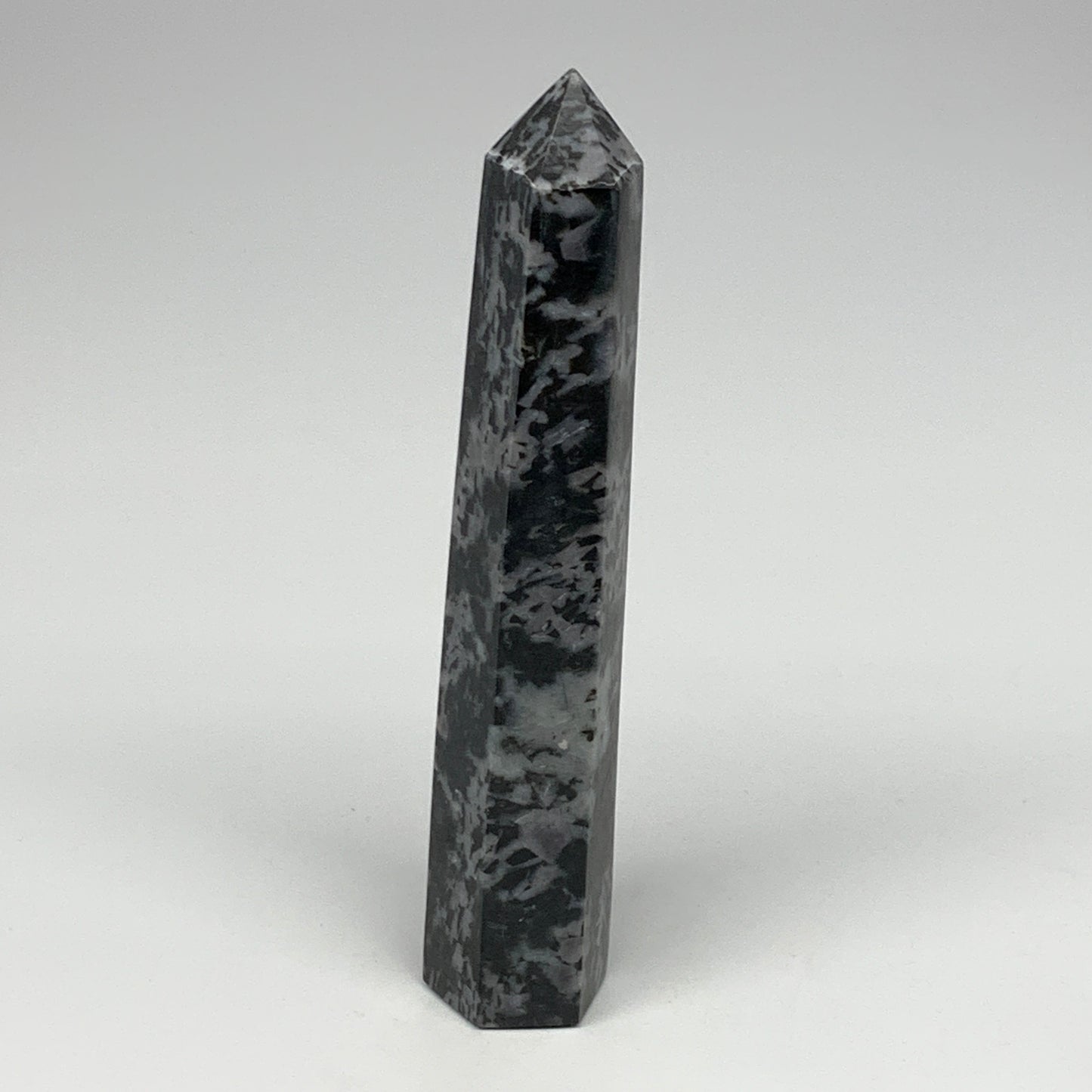 288.5g, 7" x 1.3" x 1.2" Indigo Gabro Merlinite Point Tower @Madagascar,B18336