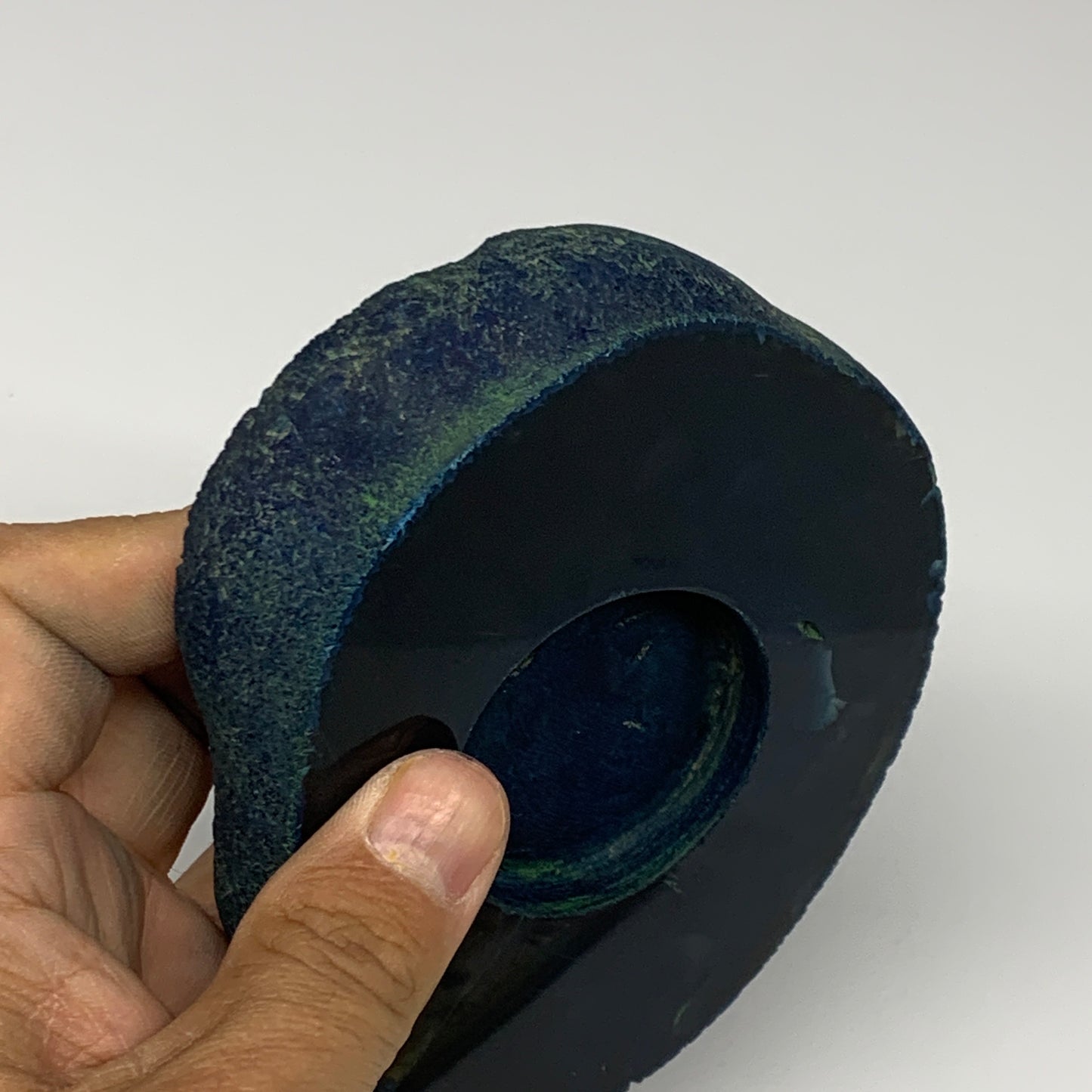 314.7g, 4.5"x3.7"x0.7", Dyed Agate Tea Light Candle Holder Crystal, B25570