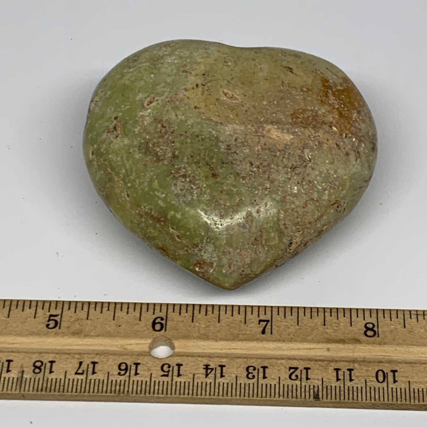 179.5g,2.7"x3"x1.5", Green Opal Heart Polished Gemstone @Madagascar, B17599