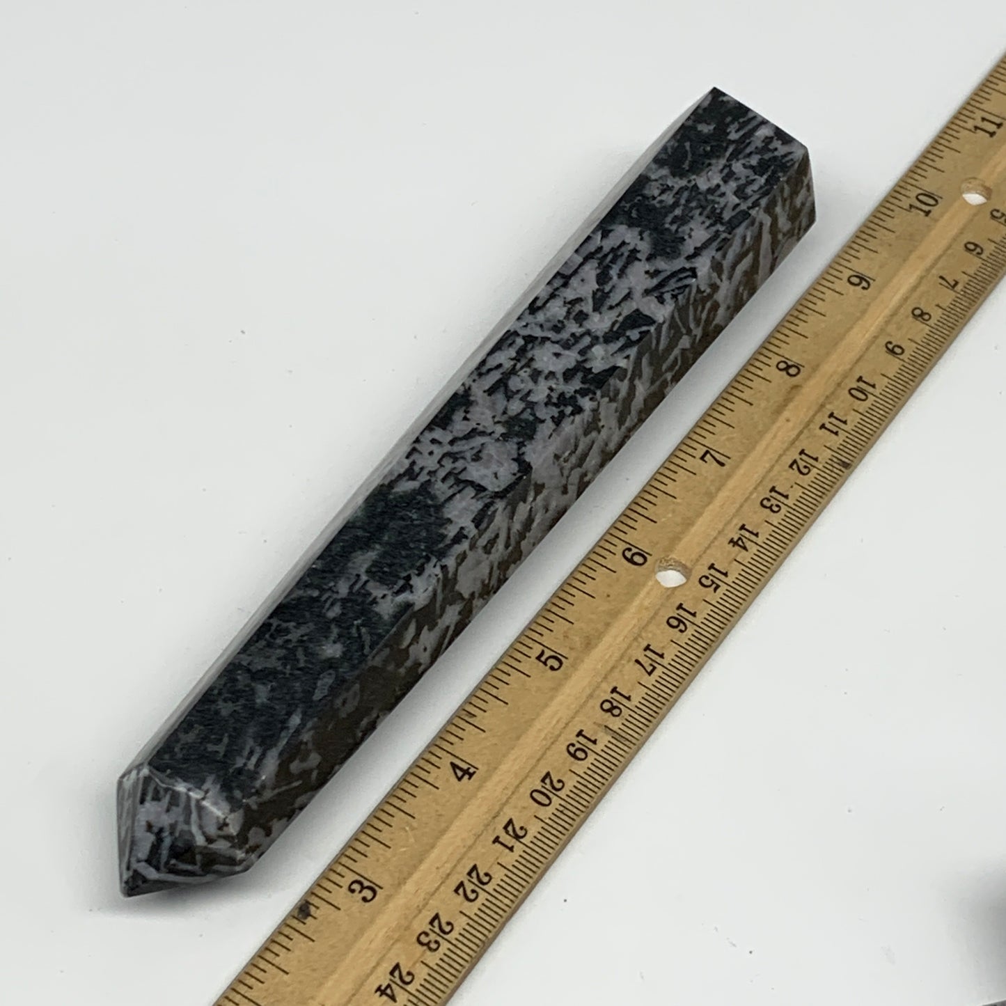 288.5g, 7" x 1.3" x 1.2" Indigo Gabro Merlinite Point Tower @Madagascar,B18336