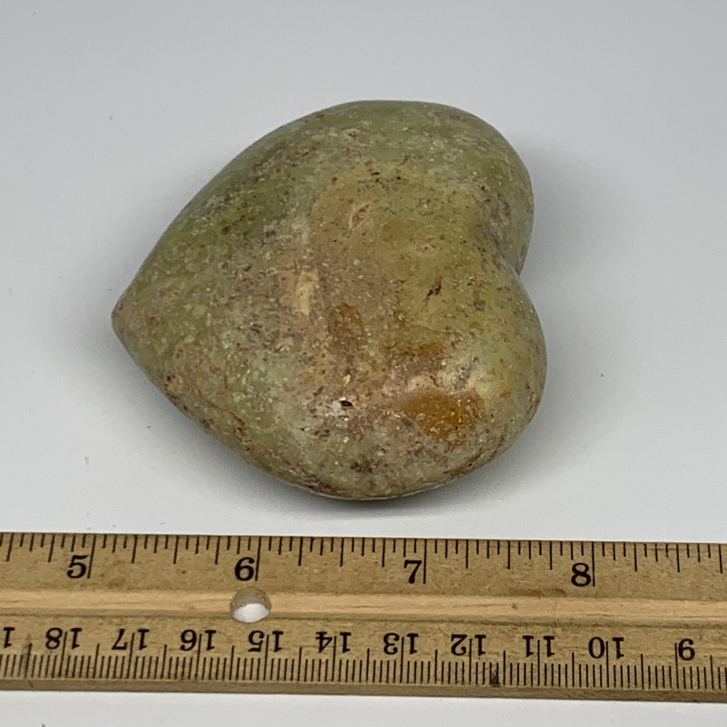 179.5g,2.7"x3"x1.5", Green Opal Heart Polished Gemstone @Madagascar, B17599