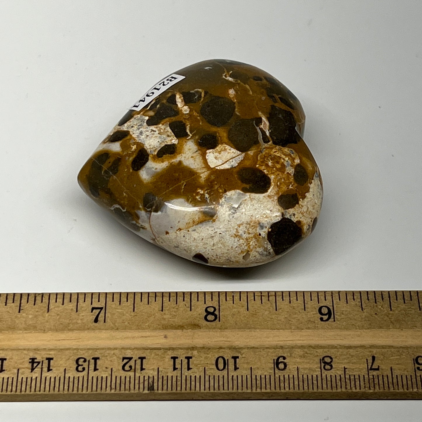 113.7g,2.2"x2.4"x1" Fruit Jasper Heart Polished Healing Home Decor, B21941