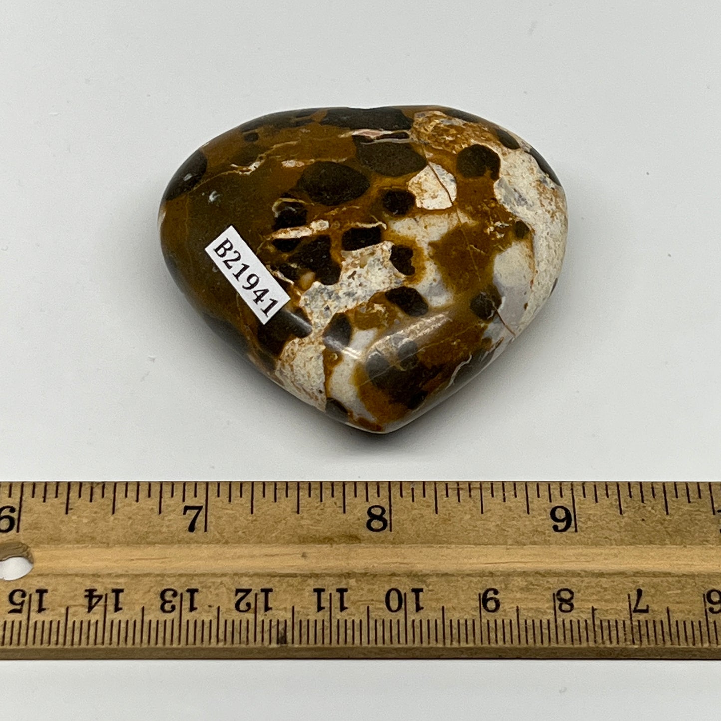 113.7g,2.2"x2.4"x1" Fruit Jasper Heart Polished Healing Home Decor, B21941