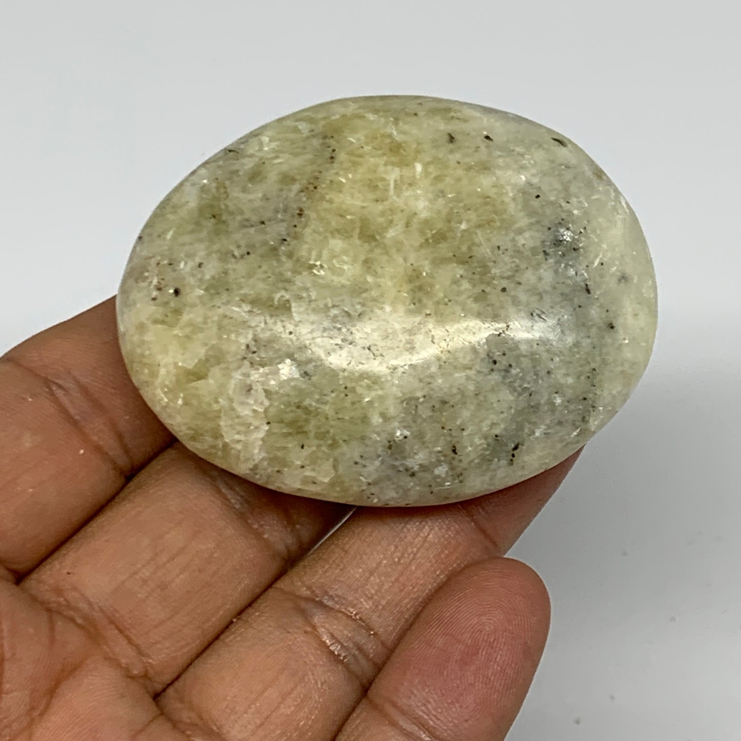 83g, 2.3"x1.8"x0.8", Natural Yellow Calcite Palm-Stone Crystal Polished Reiki, B