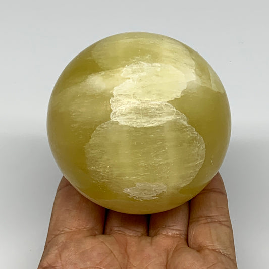 498.4g,2.7"(68mm) Lemon Calcite Sphere Gemstone,Healing Crystal,B26001