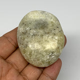 83g, 2.3"x1.8"x0.8", Natural Yellow Calcite Palm-Stone Crystal Polished Reiki, B