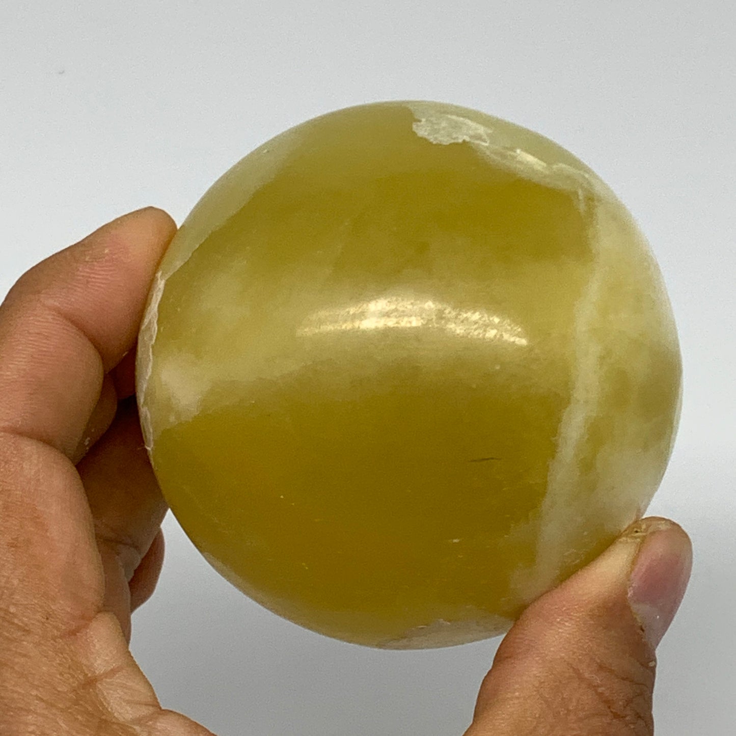498.4g,2.7"(68mm) Lemon Calcite Sphere Gemstone,Healing Crystal,B26001