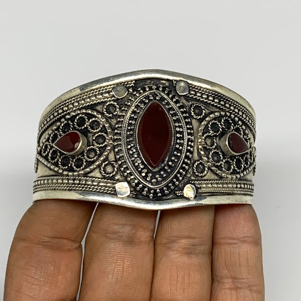 1pc, 1.6" Red Carnelian Turkmen Cuff Bracelet Tribal Small Marquise @Afghanistan