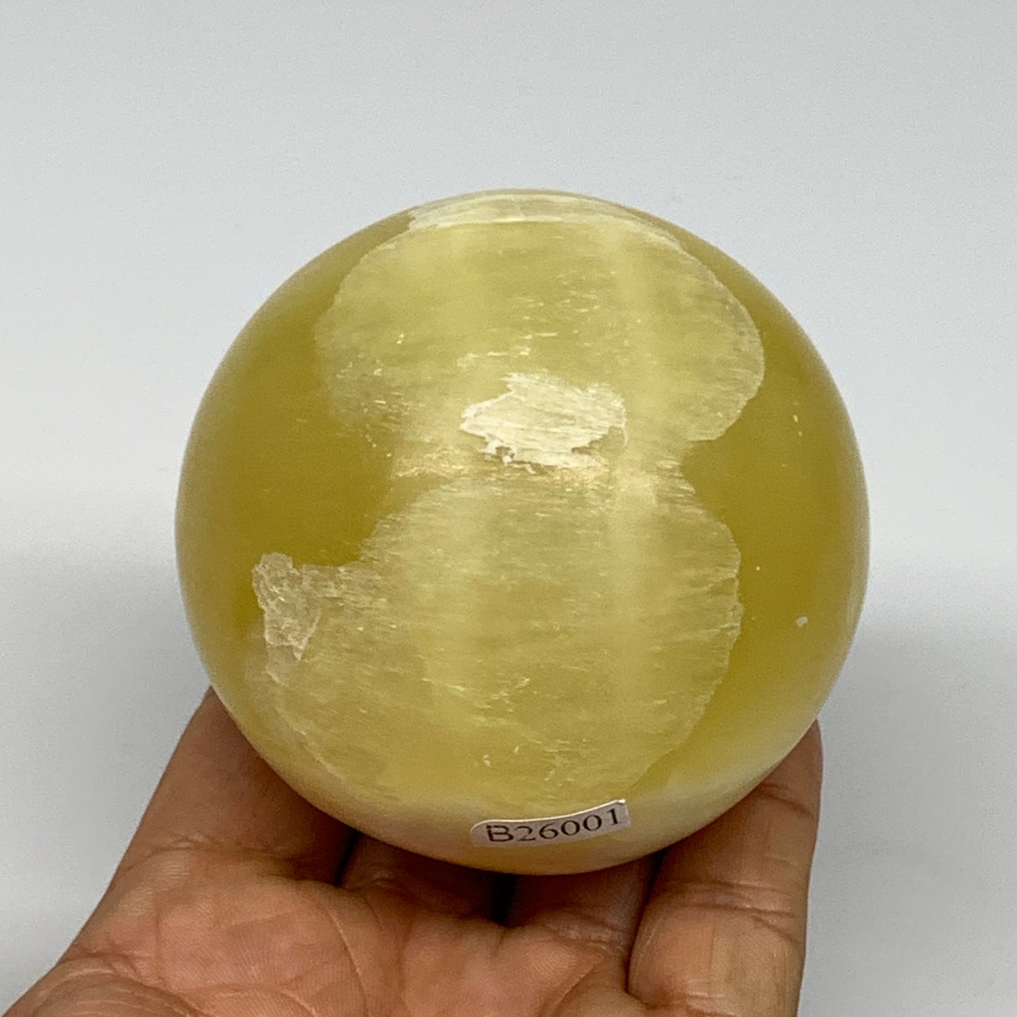 498.4g,2.7"(68mm) Lemon Calcite Sphere Gemstone,Healing Crystal,B26001