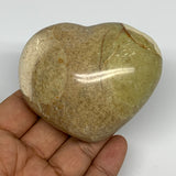 197.8g,2.4"x3"x1.5", Green Opal Heart Polished Gemstone @Madagascar, B17601