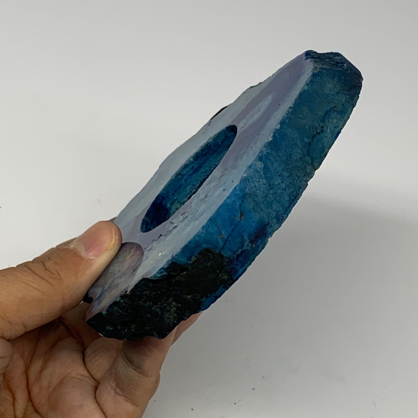 332.6g, 4.5"x4.4"x0.7", Dyed Agate Tea Light Candle Holder Crystal, B25572