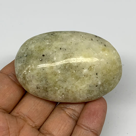 97.3g, 2.4"x1.7"x1", Natural Yellow Calcite Palm-Stone Crystal Polished Reiki, B
