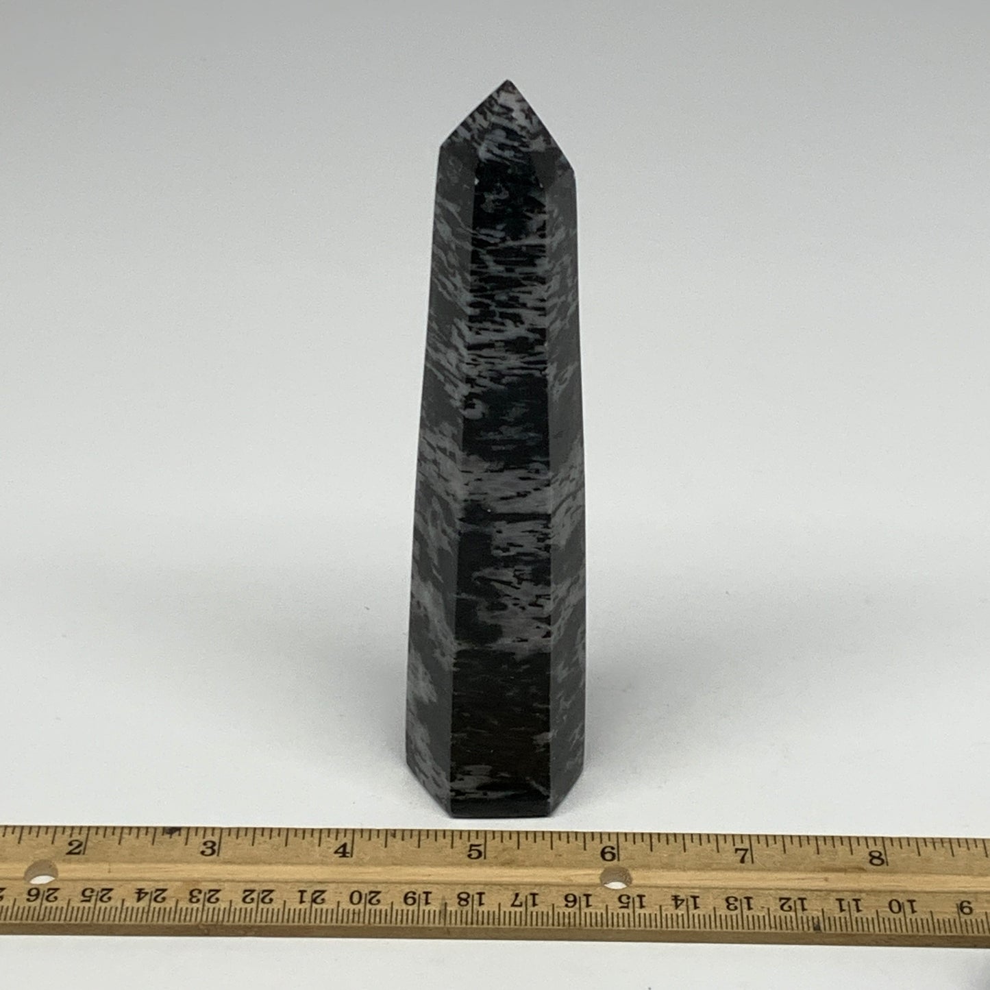 245.3g, 6" x 1.4" x 1.2" Indigo Gabro Merlinite Point Tower @Madagascar,B18338