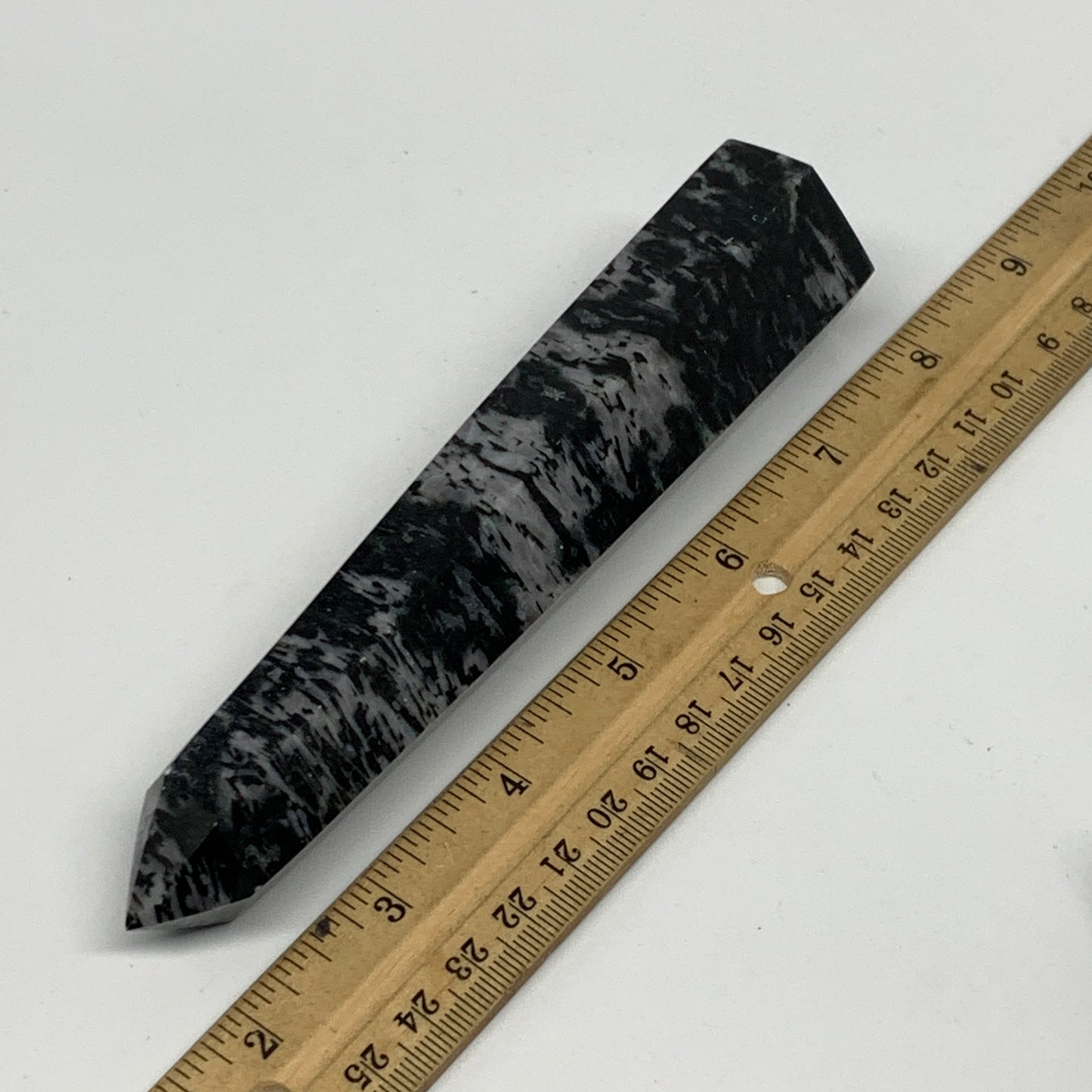 245.3g, 6" x 1.4" x 1.2" Indigo Gabro Merlinite Point Tower @Madagascar,B18338