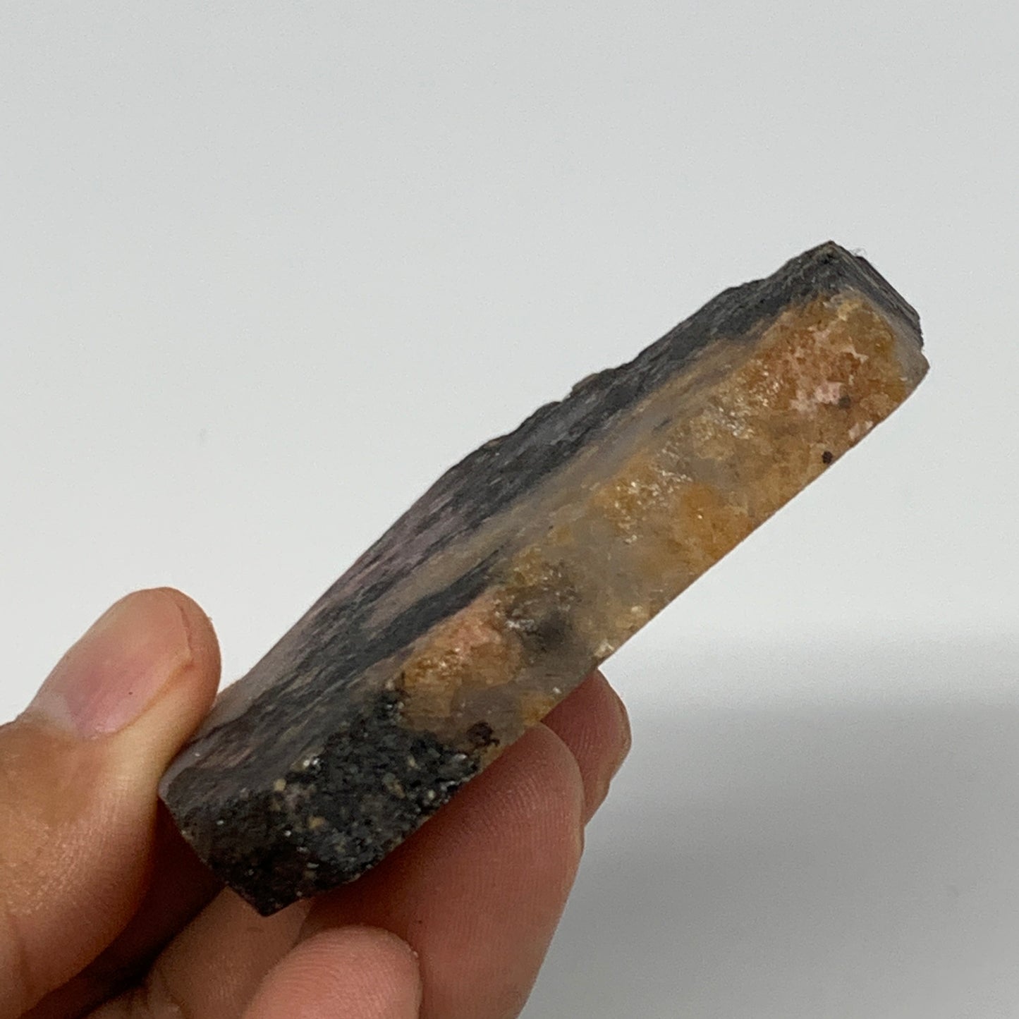 67.3g, 2.4"x2.3"x0.4", One face polished Rhodonite, One face semi polished, B160