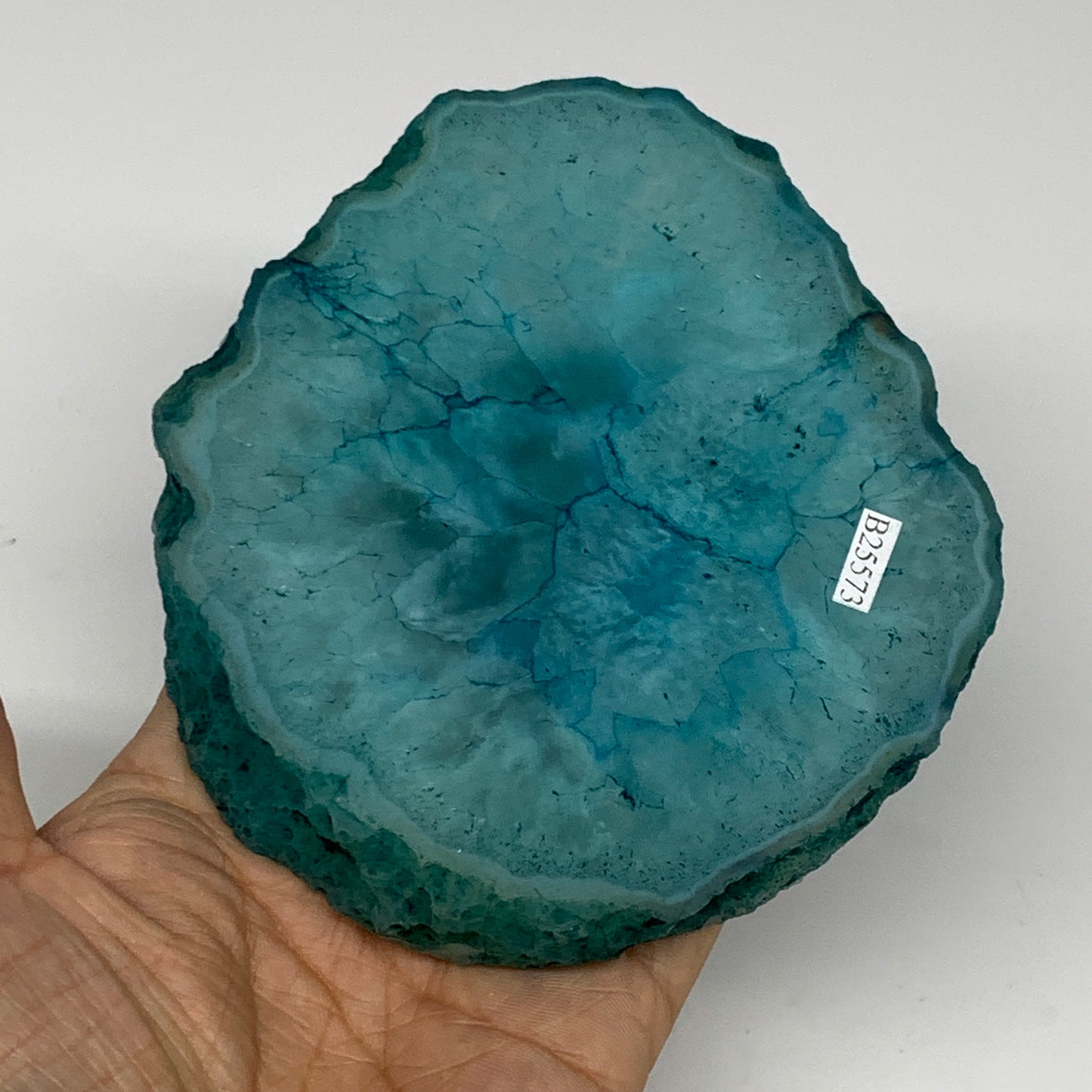 334.3g, 4.9"x4.4"x0.6", Dyed Agate Tea Light Candle Holder Crystal, B25573