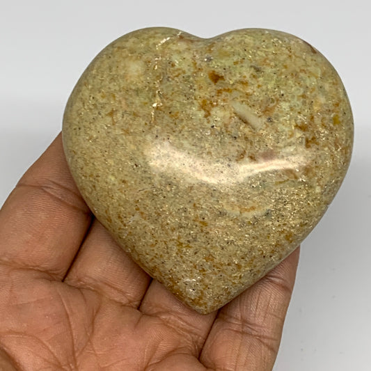 134.3g,2.6"x2.7"x1.1", Green Opal Heart Polished Gemstone @Madagascar, B17602