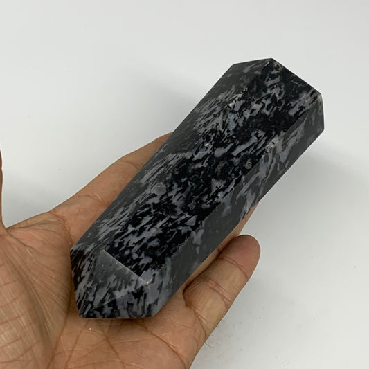 366.2g, 5.5" x 1.9" x 1.4" Indigo Gabro Merlinite Point Tower @Madagascar,B18339
