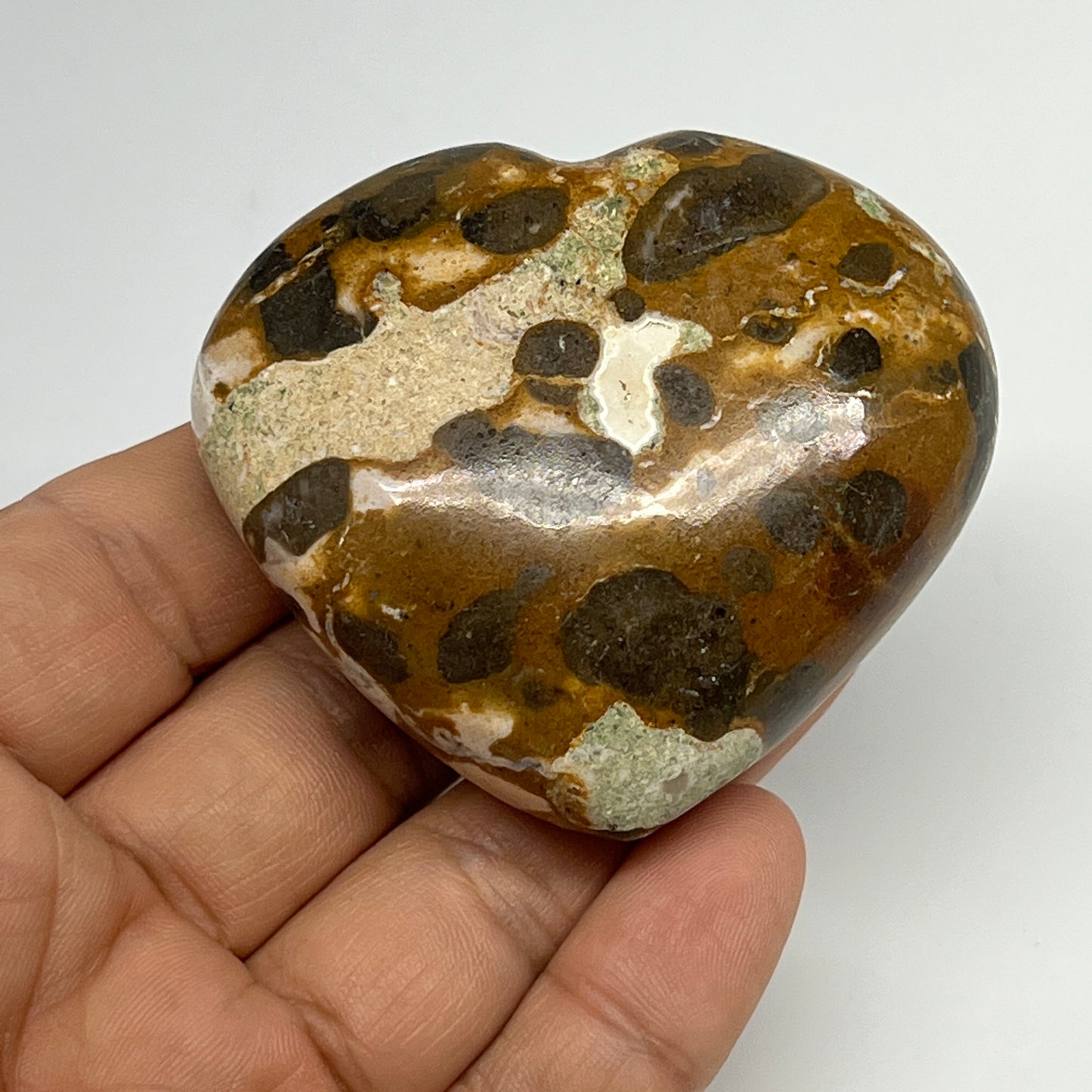 115g,2.2"x2.4"x1" Fruit Jasper Heart Polished Healing Home Decor, B21944